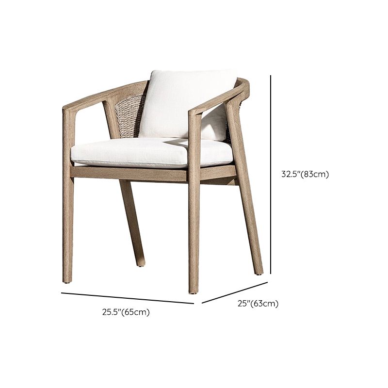 Contemporary Solid Wood Dining Armchair with Arm Outdoor Chair