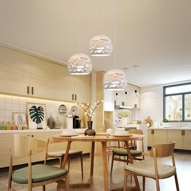 Ronde 3 lichte cluster hanger moderne stijl metalen eetkamer hangend lichtarmatuur in wit