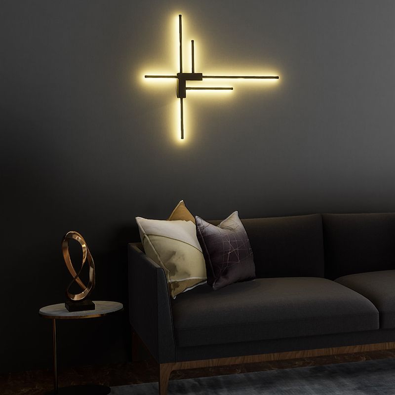 Prononi di parete lineari fluttuano lampada da parete moderna metallo 6 lampada con applique luminosa