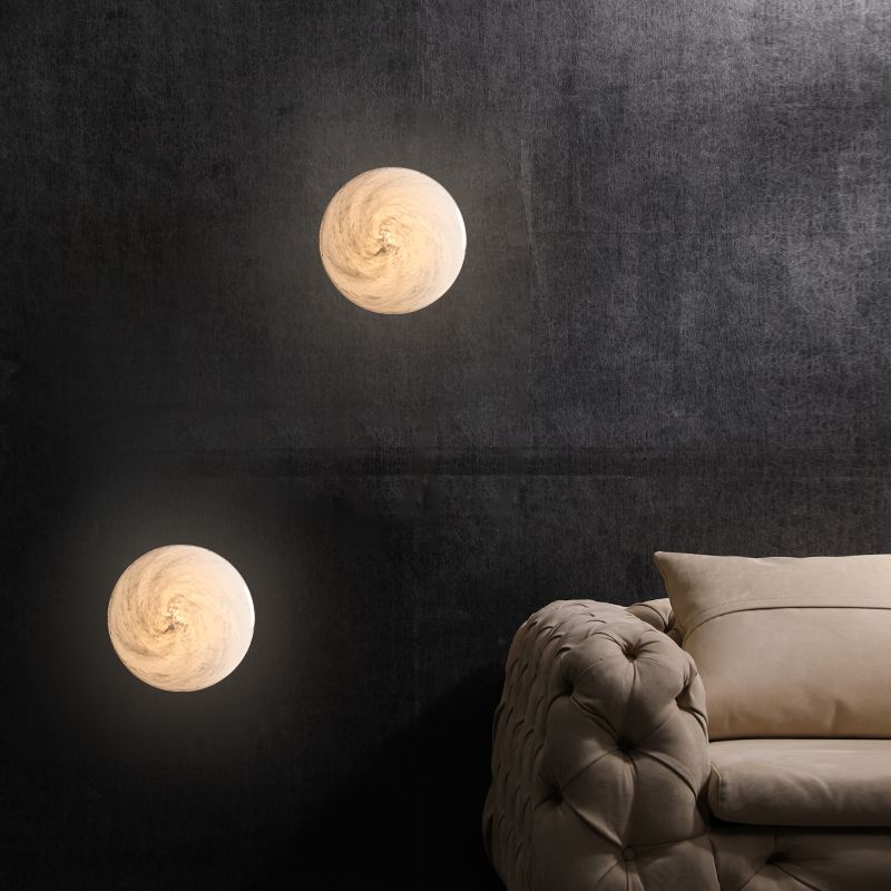 Contemporary Glass Wall Lighting 1-Light Circle Sconce Light for Bedroom