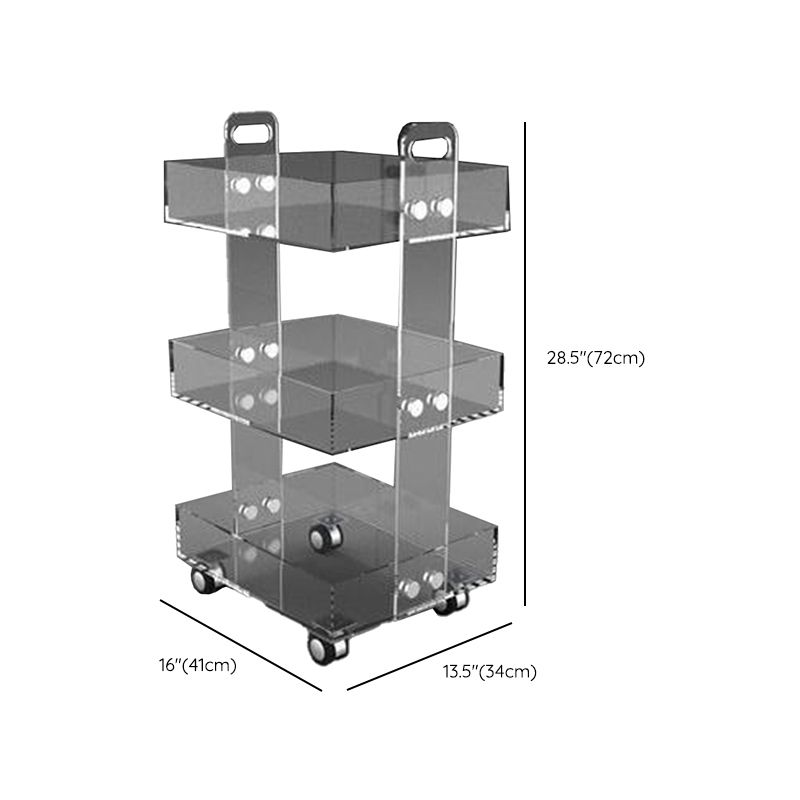 Ultra-Modern Plastic Rectangular End Table Double Tier Corner Table with Storage