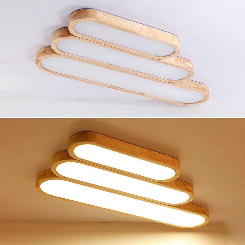 Modern Linear Flush Mount Ceiling Light Fixture Wood Flush Chandelier