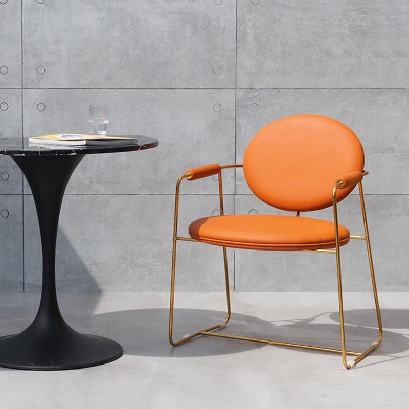 King Louis Back Dining Arm Chair Leather Upholstered Dining Chair