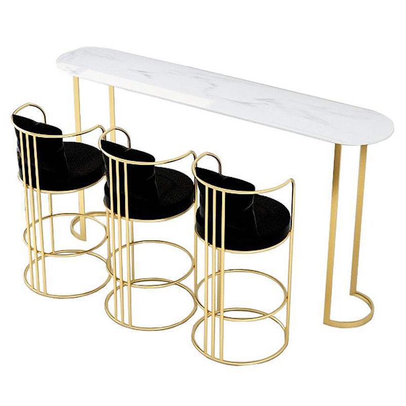 Glam Pub Table Oval Bar Height Double Pedestal Bar Table for Indoor