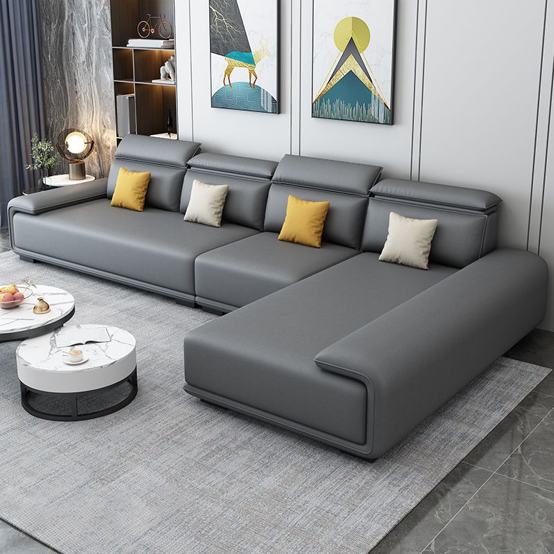 30.3"H Modern Faux Leather Square Arm Sofa & Chaise for Living Room