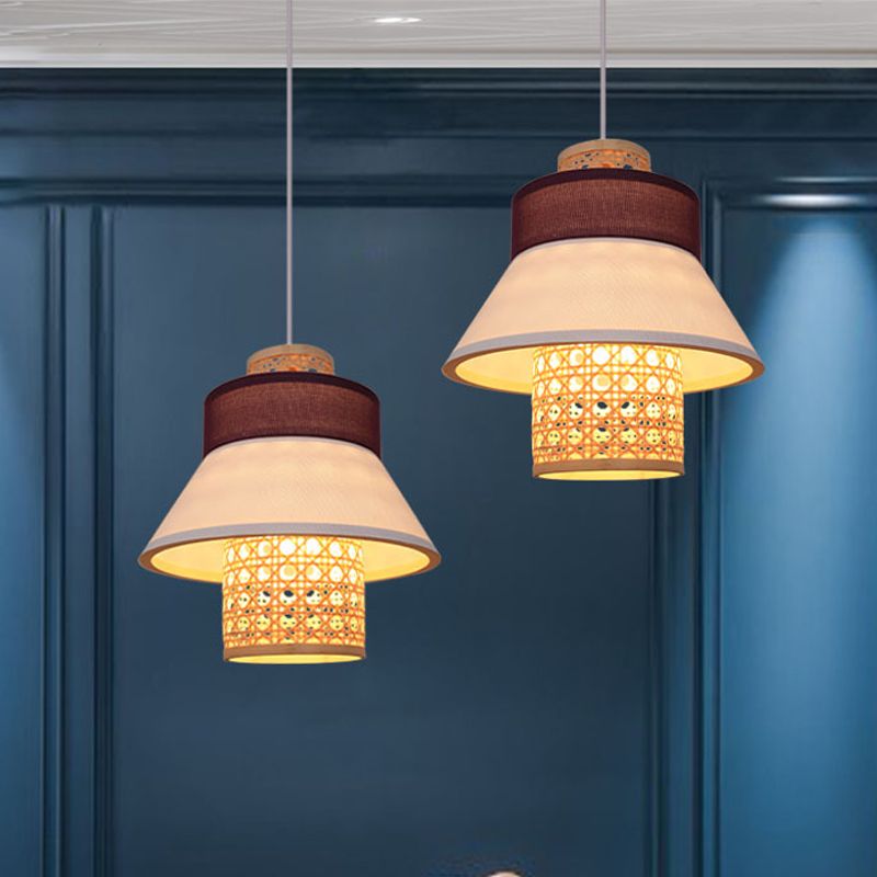 Modern 1 Bulb Suspension Pendant Green/Purple/Light Purple Cylinder Hanging Light Kit with Fabric Shade