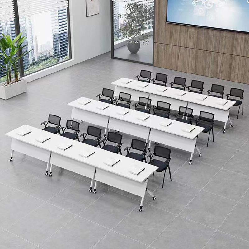 Rectangular Shaped Folding Writing Desk Wood with Metal Legs in White