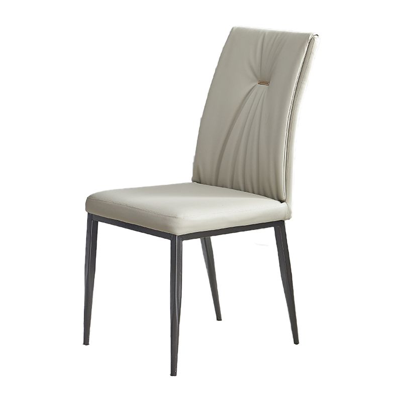 Modern Restaurant Solid Back Chair Matte Finish Leather Dining Chair