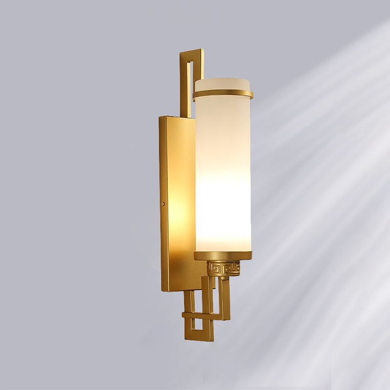 Modern Style Glass Wall Light Cylinder 21.5" High Wall Sconce for Living Room