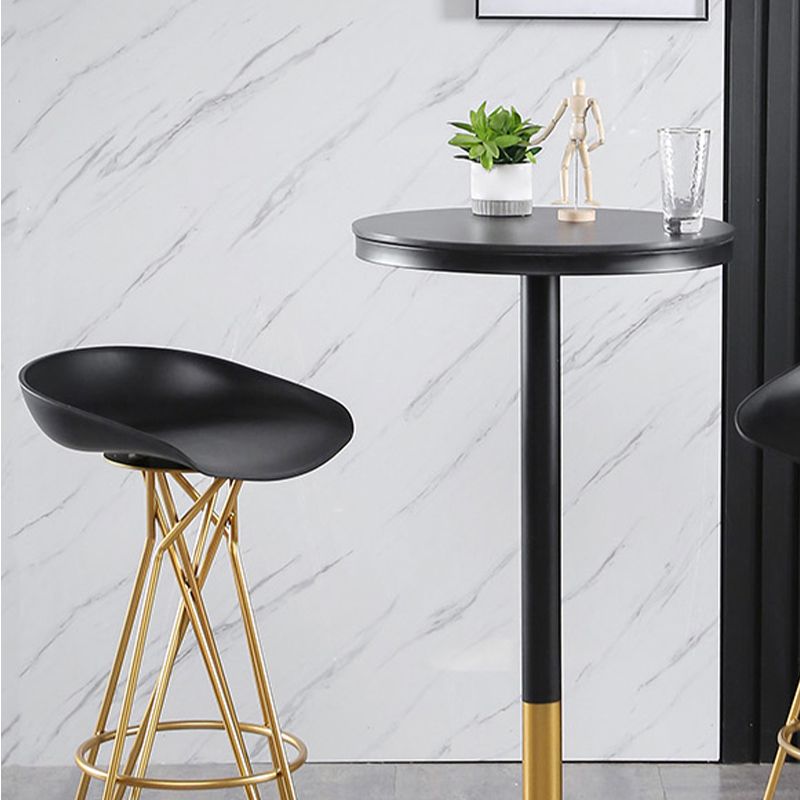 Round Stone Bar Dining Table Glam Pedestal Bar Table for Living Room