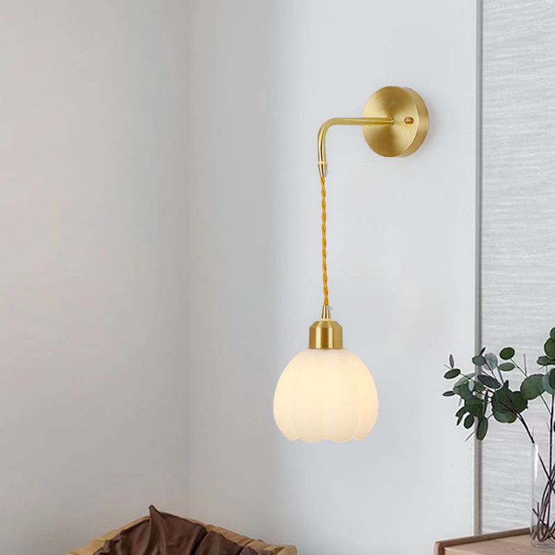 Nordic Style Wall Light Bell Shape Wall Lamp with Glass Shade for Bedroom