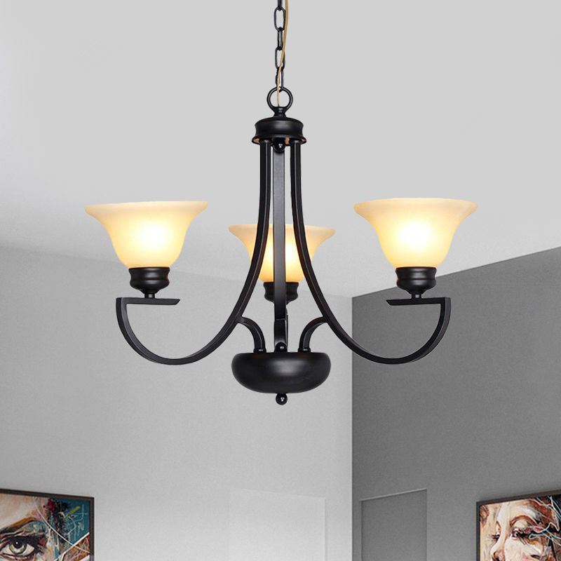 Black 3/5/6 teste lampada lampadina tradizionale canova a campana di vetro bianco con braccio sinuoso