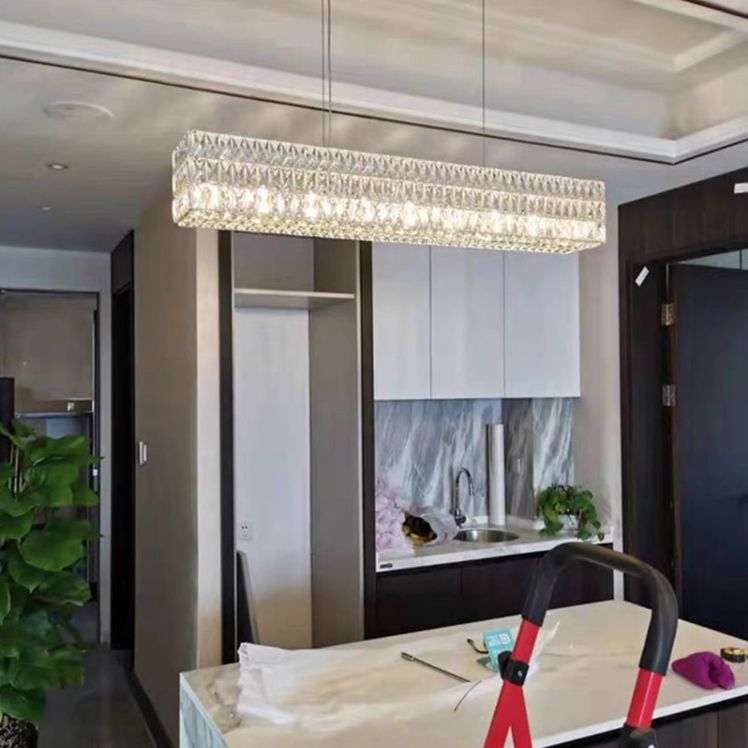 Moderni apparecchi di illuminazione rettangolare il lampadario a sospensione Crystal Hanging Lights