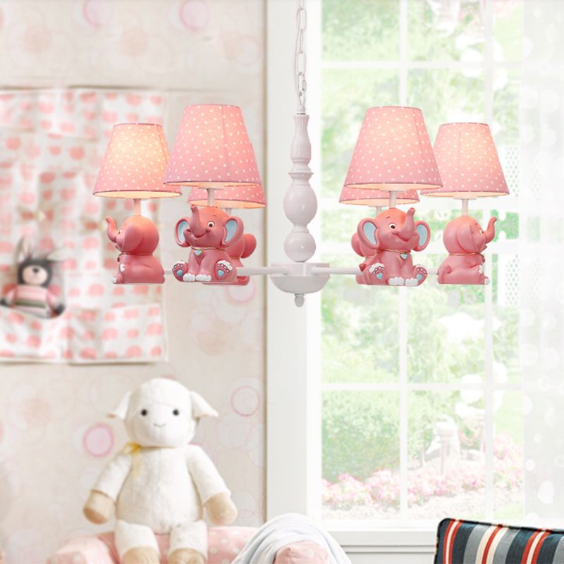 Elephant Child Room Chandelier Light Resin Kids Style Pendant Light Fixture with Empire Shade