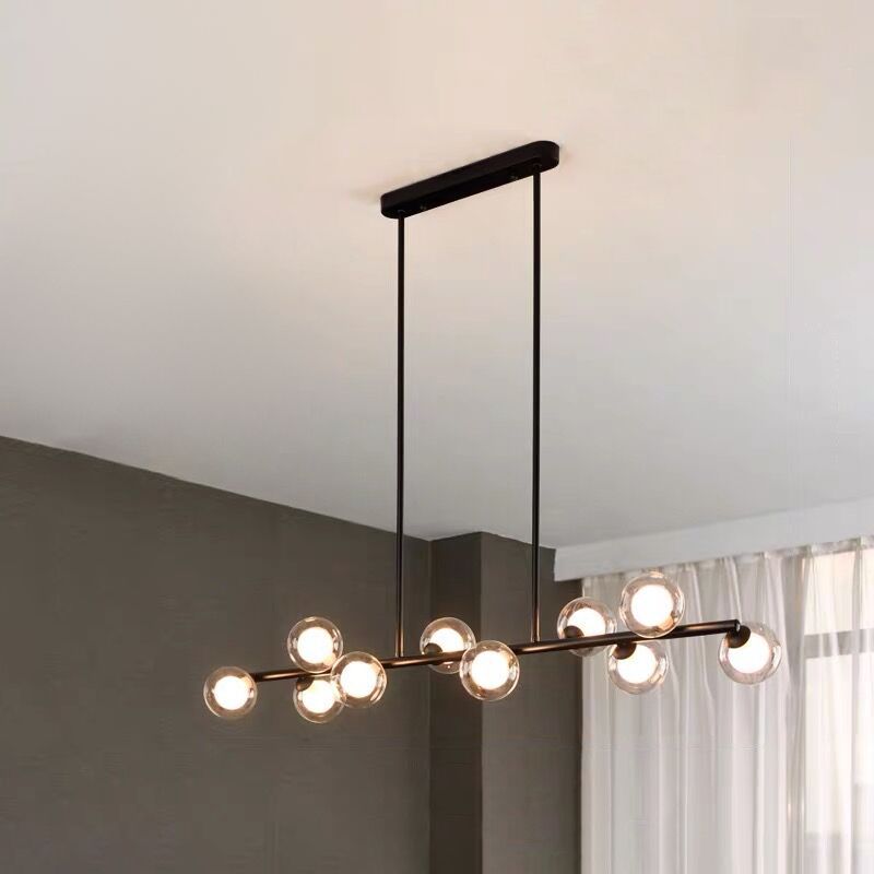 Modern Kitchen Island Lighting Round Hanging Island Lights with Clear Glass Shade