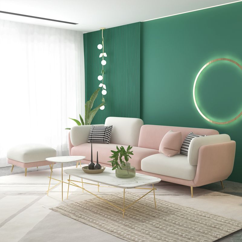 36" High Modern Velvet Square Arm Sofa with 2 Pillows Standard Sofa for Living Room