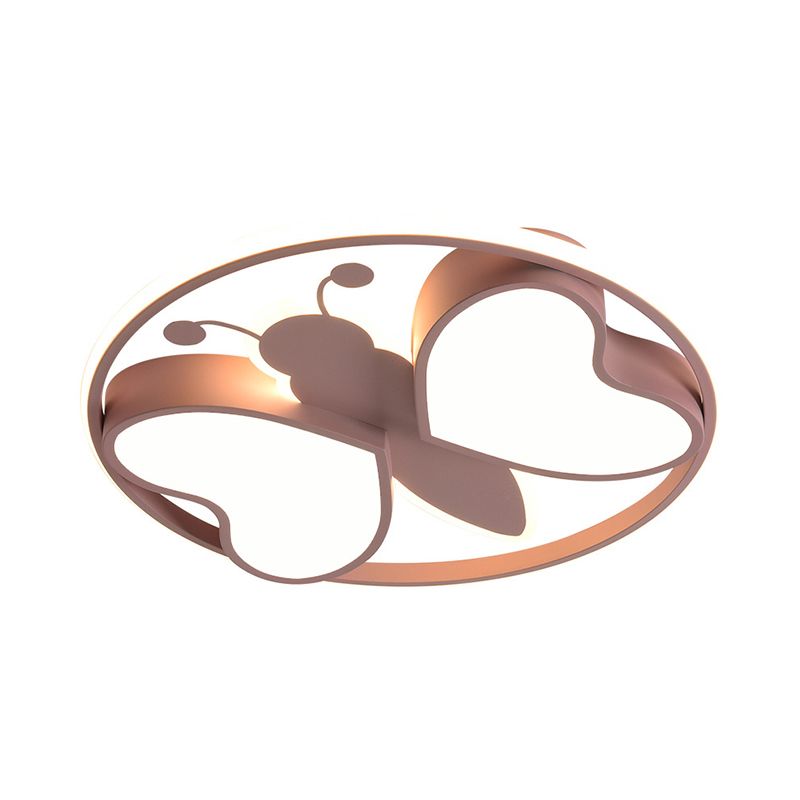 Pink/Blue/Gold Bee Figure Design Ceiling Mounted Light Modern Metal LED Flush Mount Light Fixture