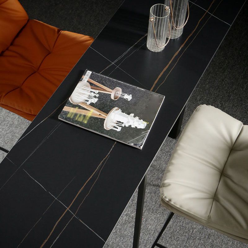 Industrial Rectangle Top Counter Table Marble Top 42-inch Height Table