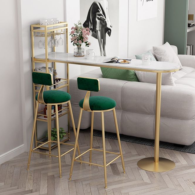 Modern 1/3 Pieces Bar Table Set Stone Counter Table with High Stools for Cafe Living Room