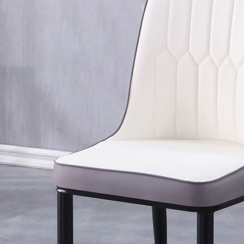 Sillas de comedor contemporáneas de metal para interiores y exteriores Sillas de comedor tapizadas sin brazos