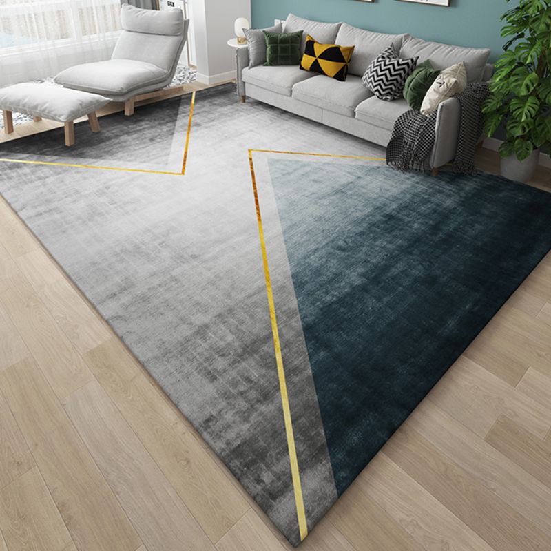 Modern Grey Area Carpet Geometric Pattern Polyester Area Rug Stain Resistant Rug for Living Room