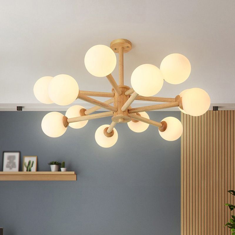 Light de lustre Globe Chandelier Light moderne la lampe de lustre en bronze beige moderne avec teinte en verre