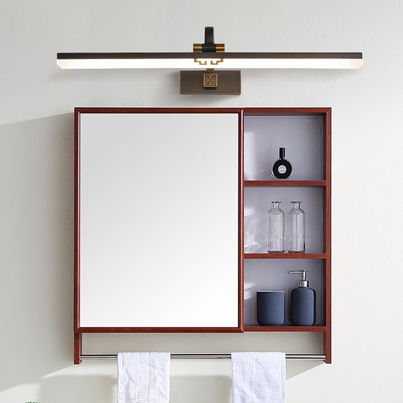 Linear Metallic Bar Vanity Light Contemporary Wall Mount Light in Gold/Black