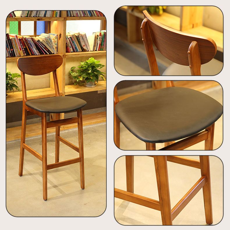 Modern Wood Stool Backrest Counter Stool Fabric Upholstered Furniture for Restaurant