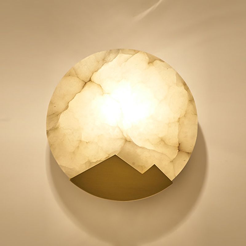 Modern Brass Wall Light Gold Round 8" High Wall Sconce Lamp for Bedroom