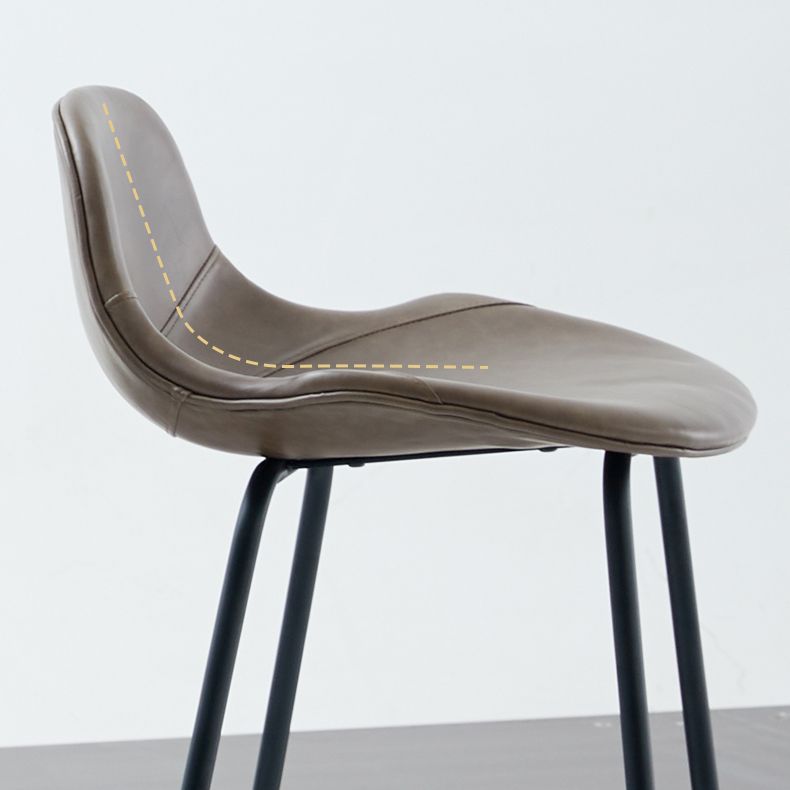 Contemporary Footrest Low Back Bar Stool Leather Counter Stool for Living Room