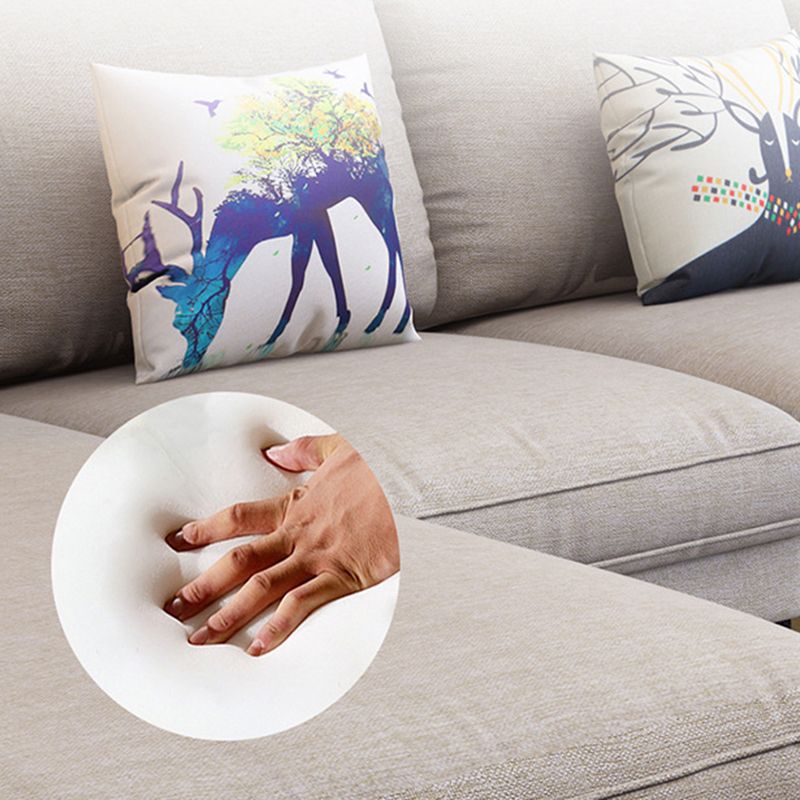 Brown 4-seater Slipcovered Sectional Sofa Pillow Top Arm Sectional