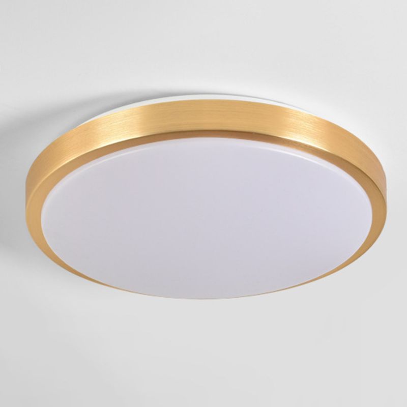 Luz de techo LED redonda de aleación de aluminio dorado, accesorio de iluminación empotrado de estilo moderno y sencillo para dormitorio