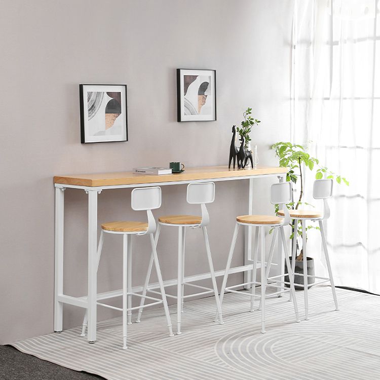 Industrial Rectangle Solid Wood Bar Table Set 1/5/9 Pieces Counter Table with High Stools