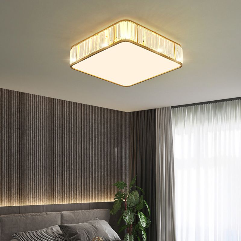 3/4-Light Golden/Black Flush Mount Lighting Crystal LED Ceiling Light for Bedroom