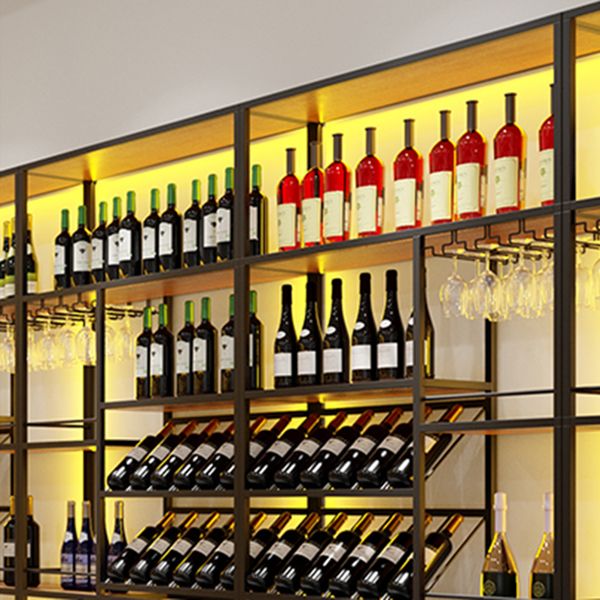 Metal Freestanding Wine Bottle & Glass Rack Glam Wine Rack with Shelf