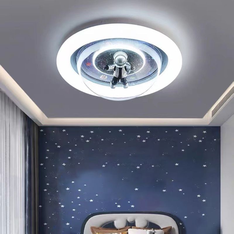 Round Shape Metal Flush Light Kid Style 2 Lights Flush Mount Ceiling Lights