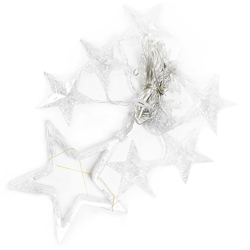 White Star Curtain String Light Art Decor 12-Head Plastic Christmas Light for Outdoor