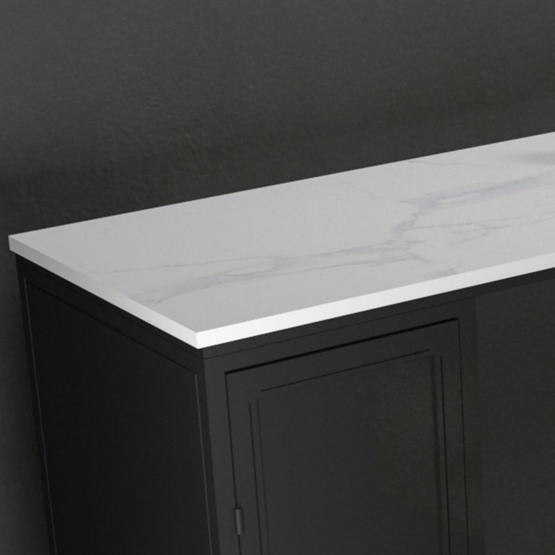 Modern 1/3 Pieces Bar Table Set Rectangle Stone Counter Table with Backless Stools