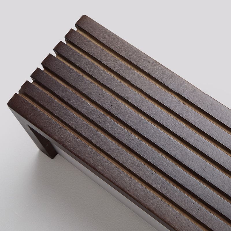 Linear Shade Wood Wall Sconce Modern 1-Light Mirror Wall Lighting Fixtures in Brown