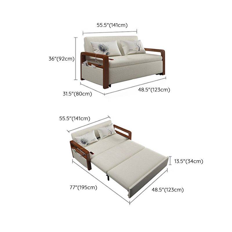 White Futon Sleeper Sofa Bed Contemporary Style with Arms Convertible Sofas