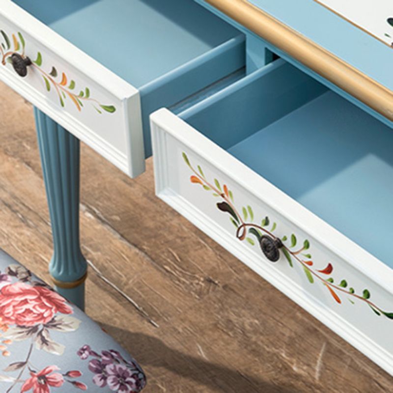 Wood Vanity Set 17.71" Wide Make-up Vanity with 2 Storage Drawers and Stool