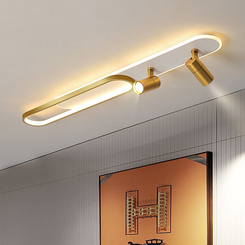 Lámpara de techo de metal de estilo conciso y moderno con montaje semi empotrado LED acrílico oblongo para pasillo