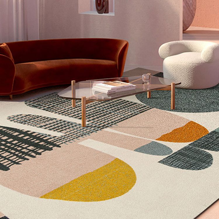Multicolor Trendy Area Rug Polyester Abstract Print Rug Anti-Slip Backing Indoor Rug for Living Room