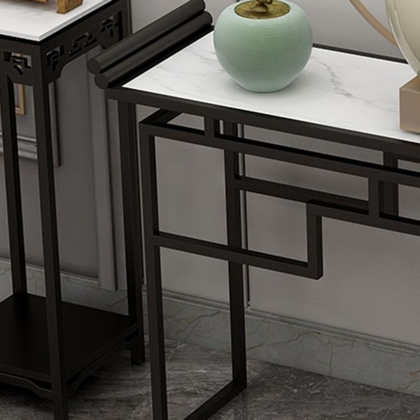 11"W Contemporary Console Table Stone White Rectangle Console Sofa Table