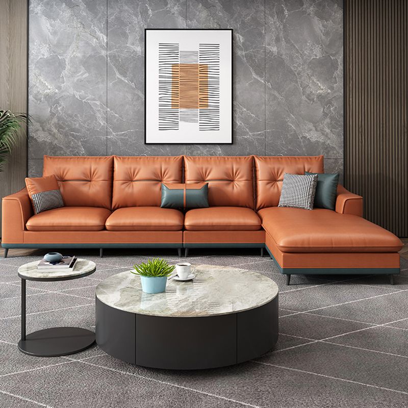 Tufted Modern Sloped Arm Sectional 5-seater Stain-resistant Sectional