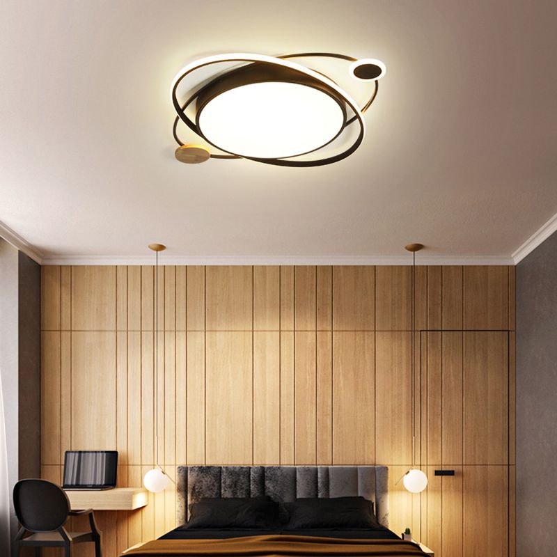 Metal Round Shape Flush Ceiling Light Modern Style 3 Lights Flush Mount Lighting