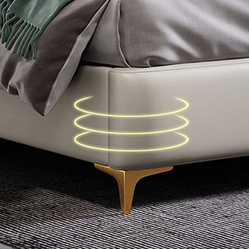 Contemporary Wingback Bed with Upholstered Headboard, 51" Tall Solid Color Bed