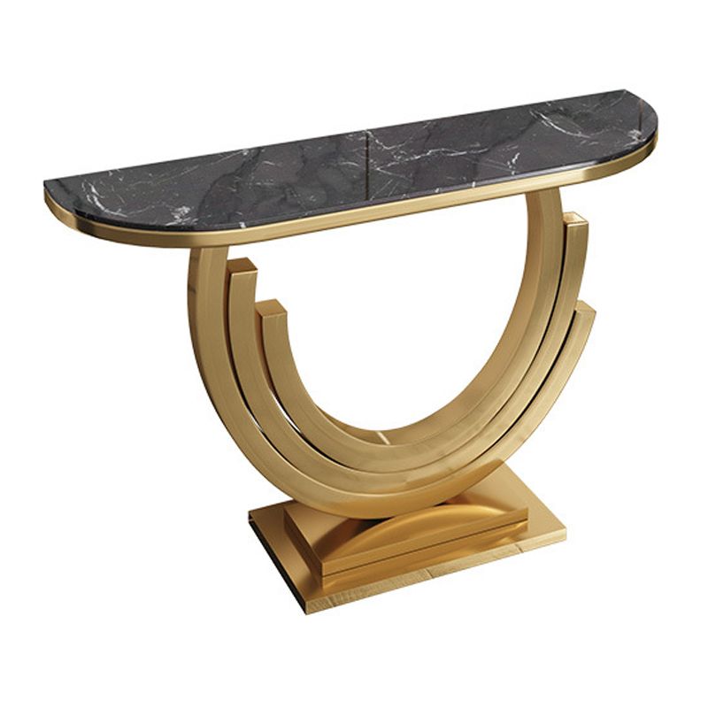 Glam Golden Console Table Marble Stain Resistant Console Sofa Table for Hall