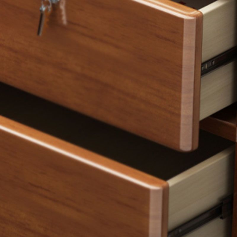 Contemporary Rubber Wood Storage Chest Home Brown Chest with Drawers