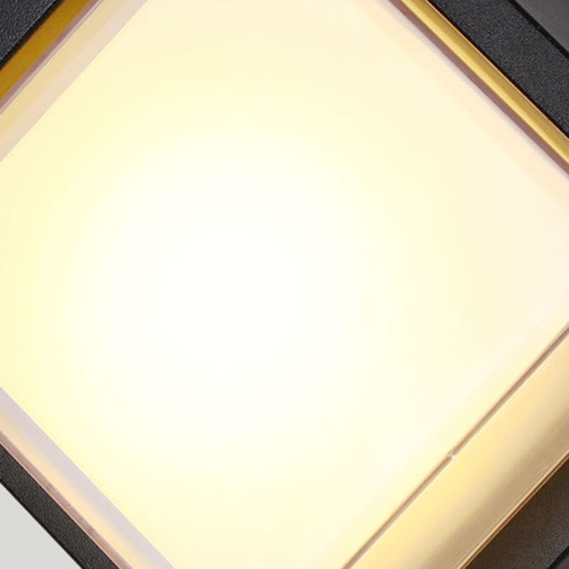 Modern Metal Wall Sconce Square Shape Wall Light with Plastic Shade for Living Room